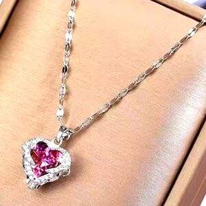 Heart Pendant Necklace SIlver Gold,Rose Gold Plate Stainless Steel ( 1 Necklace)